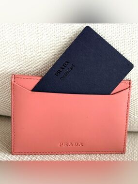 PRADA Vitello Rosa Pink Leather Card Holder 1M0208 Full Set Pristine
